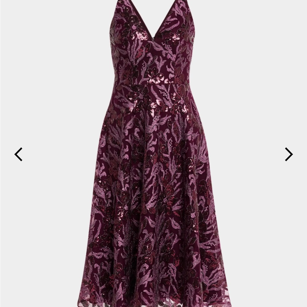 Dress the Population Elisa Cocktail Party Midi Dress Medium, Plum